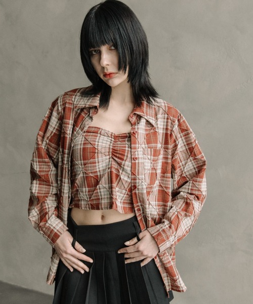 FOREVER 21（フォーエバー トゥエンティーワン）の「【2025SS】ビスチェセットシャツ（シャツ/ブラウス・レディース・レッド/ネイビー・FREE）」の5枚目の写真