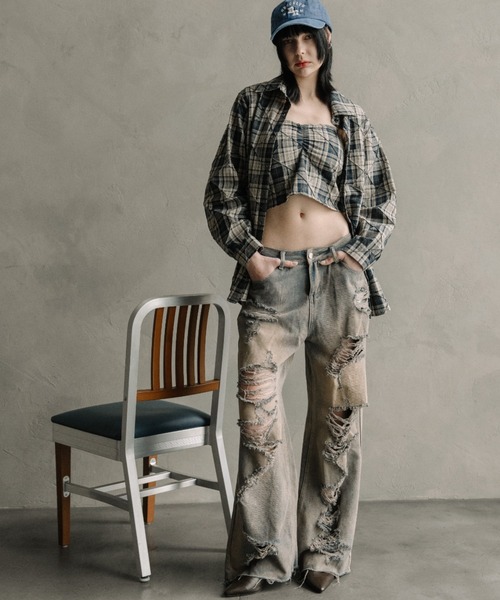 FOREVER 21（フォーエバー トゥエンティーワン）の「【2025SS】ビスチェセットシャツ（シャツ/ブラウス・レディース・レッド/ネイビー・FREE）」の6枚目の写真