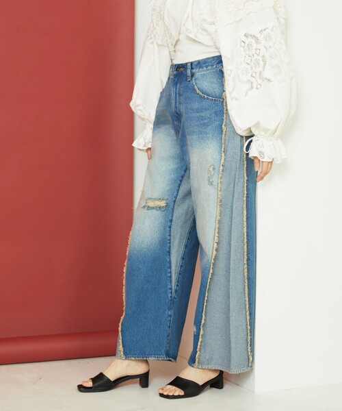 【新品】Freada/フリーダ　リメイクデニムパンツ Freada ジーンズ デニム デニムパンツ Freada/フリーダ ワイド
