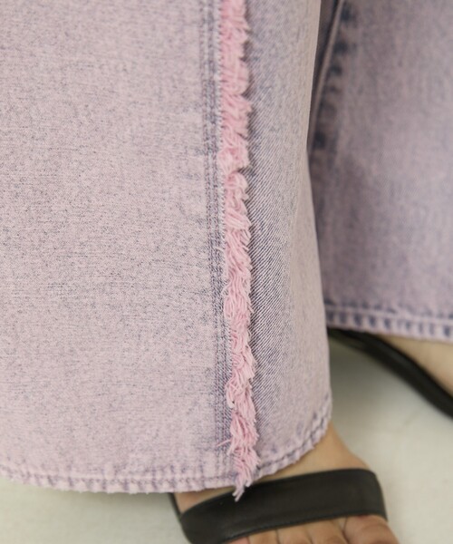 Freada フリーダ　配色カーブデニム ピンク　S 試着のみ美品 Freada フリーダ 配色カーブデニム ピンク S 試着のみ美品