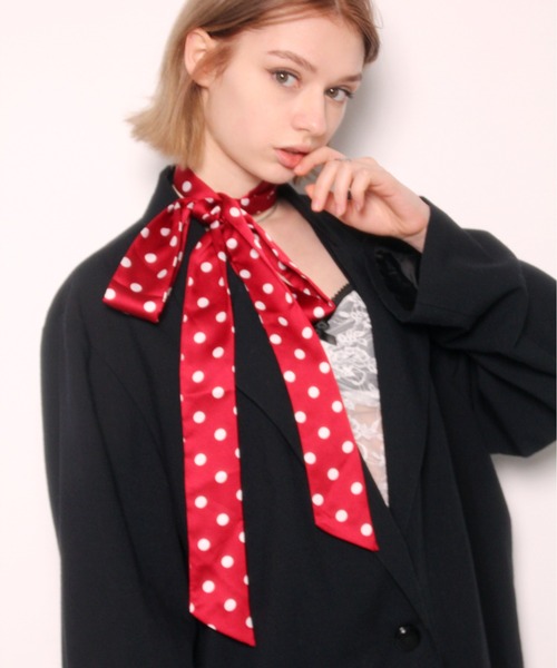 IMARI（イマリ）の「【 IMARI / イマリ 】 ドット スカーフ チョーカー（ネックレス・レディース・ブラック/ホワイト/レッド/グリーン・FREE）」の4枚目の写真