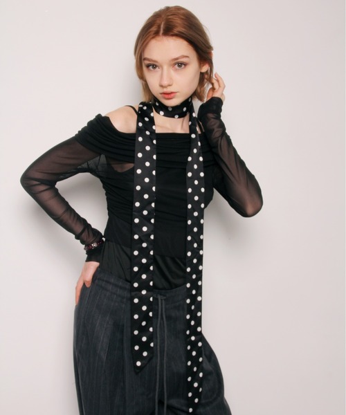 IMARI（イマリ）の「【 IMARI / イマリ 】 ドット スカーフ チョーカー（ネックレス・レディース・ブラック/ホワイト/レッド/グリーン・FREE）」の9枚目の写真