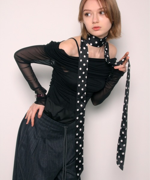 IMARI（イマリ）の「【 IMARI / イマリ 】 ドット スカーフ チョーカー（ネックレス・レディース・ブラック/ホワイト/レッド/グリーン・FREE）」の6枚目の写真