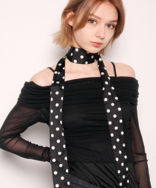 IMARI（イマリ）の「【 IMARI / イマリ 】 ドット スカーフ チョーカー（ネックレス・レディース・ブラック/ホワイト/レッド/グリーン・FREE）」の8枚目の写真