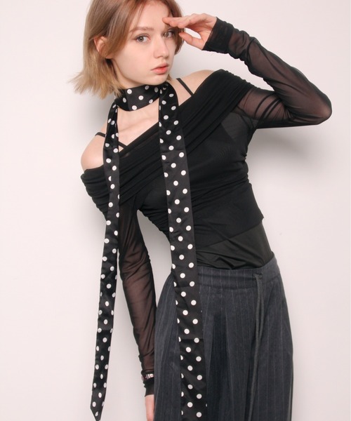 IMARI（イマリ）の「【 IMARI / イマリ 】 ドット スカーフ チョーカー（ネックレス・レディース・ブラック/ホワイト/レッド/グリーン・FREE）」の10枚目の写真