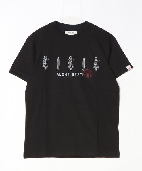 REPLAY(リプレイ)の「コットンジャ-ジーHAWAIANプリントTシャツ(Tシャツ/カットソー・メンズ・ホワイト/ブラック・LARGE/X-LARGE/SMALL/MEDIUM)」の2枚目の写真