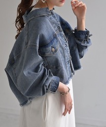 HUG.U（ハグユー）の「洗練ショート丈 クロップドGジャン（デニムジャケット）」