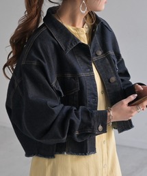 HUG.U（ハグユー）の「洗練ショート丈 クロップドGジャン（デニムジャケット）」