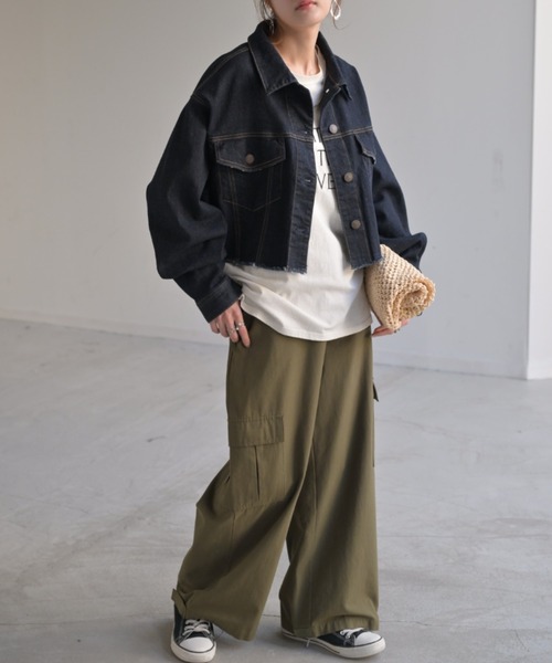 洗練ショート丈 クロップドGジャン（デニムジャケット）｜HUG.U