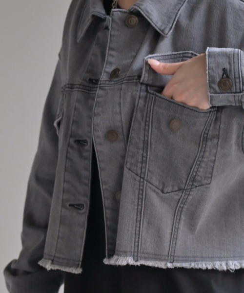 洗練ショート丈 クロップドGジャン（デニムジャケット）｜HUG.U