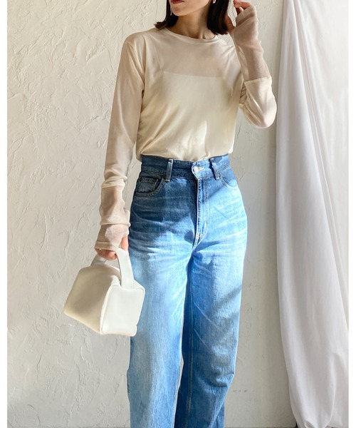 She's Closet(シーズクローゼット)の「フィンガーホール配色長袖切り替えラメシアートップス(Tシャツ/カットソー・レディース・チャコールグレー/ブラック/オフホワイト/アイボリー/サンドベージュ・FREE)」の17枚目の写真