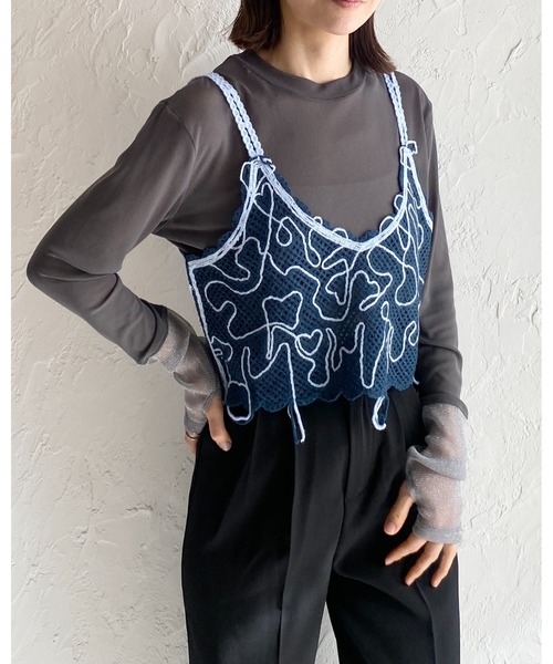 She's Closet(シーズクローゼット)の「フィンガーホール配色長袖切り替えラメシアートップス(Tシャツ/カットソー・レディース・チャコールグレー/ブラック/オフホワイト/アイボリー/サンドベージュ・FREE)」の19枚目の写真