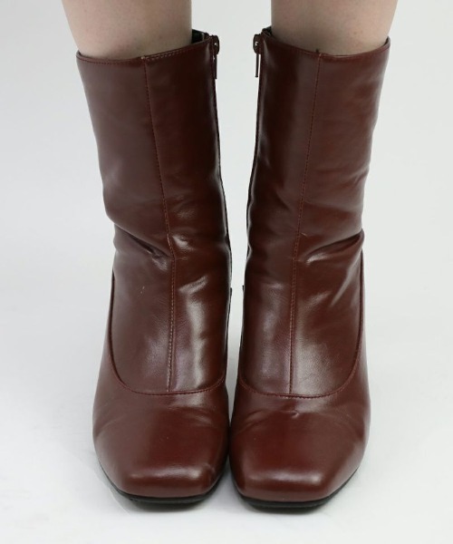 F i.n.t（フィント）の「【晴雨兼用】スクエアトゥレインブーツ/F&A/fint　フィント（レインシューズ・レディース・ブラウン/アイボリー/ブラック・L/M/S）」の7枚目の写真