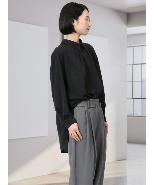 m.f.editorial（エムエフエディトリアル）の「【ハンドウォッシャブル】m.f.エディトリアル レディース レギュラーカラー プルオーバーチュニック（シャツ/ブラウス・レディース・ブラック/ネイビー/ホワイト・FREE）」の3枚目の写真