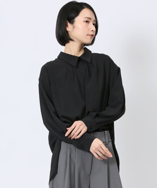 m.f.editorial（エムエフエディトリアル）の「【ハンドウォッシャブル】m.f.エディトリアル レディース レギュラーカラー プルオーバーチュニック（シャツ/ブラウス・レディース・ブラック/ネイビー/ホワイト・FREE）」の15枚目の写真