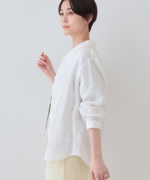 INDIVI(インディヴィ)の「【毎年人気!/フレンチリネン】ベーシックシャツ(シャツ/ブラウス・レディース・ホワイト/チャコールグレー/ネイビー/オレンジ/グリーン/ナチュラル/ブラック系2/グリーン系3・38/34/03/05/12/15 /13)」の10枚目の写真