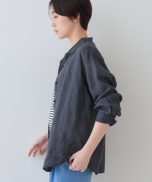 INDIVI(インディヴィ)の「【毎年人気!/フレンチリネン】ベーシックシャツ(シャツ/ブラウス・レディース・ホワイト/チャコールグレー/ネイビー/オレンジ/グリーン/ナチュラル/ブラック系2/グリーン系3・38/34/03/05/12/15 /13)」の14枚目の写真