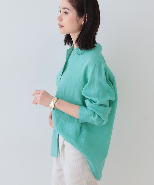 INDIVI(インディヴィ)の「【毎年人気!/フレンチリネン】ベーシックシャツ(シャツ/ブラウス・レディース・ホワイト/チャコールグレー/ネイビー/オレンジ/グリーン/ナチュラル/ブラック系2/グリーン系3・38/34/03/05/12/15 /13)」の18枚目の写真