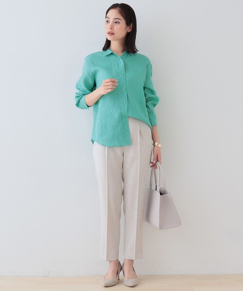 INDIVI(インディヴィ)の「【毎年人気!/フレンチリネン】ベーシックシャツ(シャツ/ブラウス・レディース・ホワイト/チャコールグレー/ネイビー/オレンジ/グリーン/ナチュラル/ブラック系2/グリーン系3・38/34/03/05/12/15 /13)」の20枚目の写真