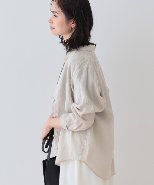 INDIVI(インディヴィ)の「【毎年人気!/フレンチリネン】ベーシックシャツ(シャツ/ブラウス・レディース・ホワイト/チャコールグレー/ネイビー/オレンジ/グリーン/ナチュラル/ブラック系2/グリーン系3・38/34/03/05/12/15 /13)」の22枚目の写真