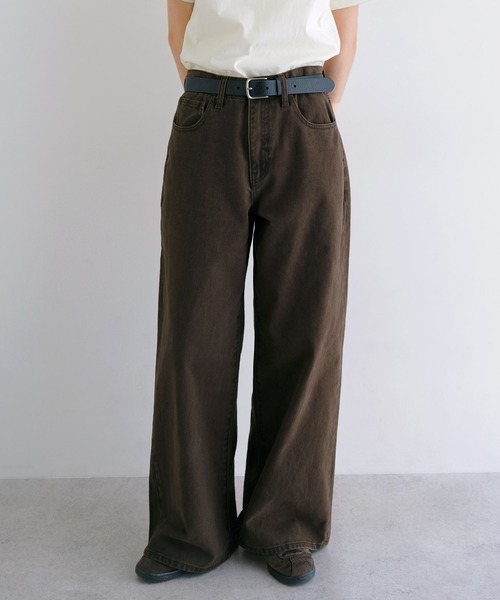 ANME（アンメ）の「【新色追加】ルーズデニムストレートワイドパンツ（デニムパンツ・レディース・ブルー/オフホワイト/ブラック/インディゴブルー/ブラウン・L/M/XXL/XL）」の4枚目の写真