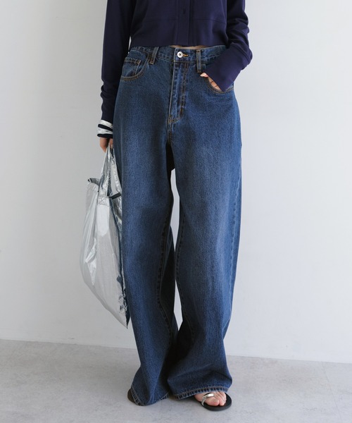 新色追加】ルーズデニムストレートワイドパンツ（デニムパンツ）｜ANME