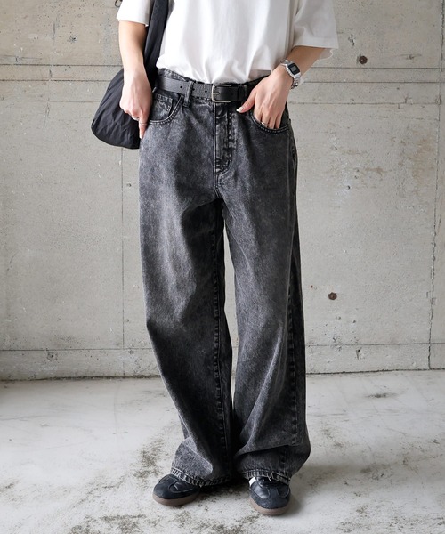 男女兼用 ワイドレッグ ジーンズ ストレートルーズ デニムパンツ ルーズデニムストレートワイドパンツ（デニムパンツ）｜ANME