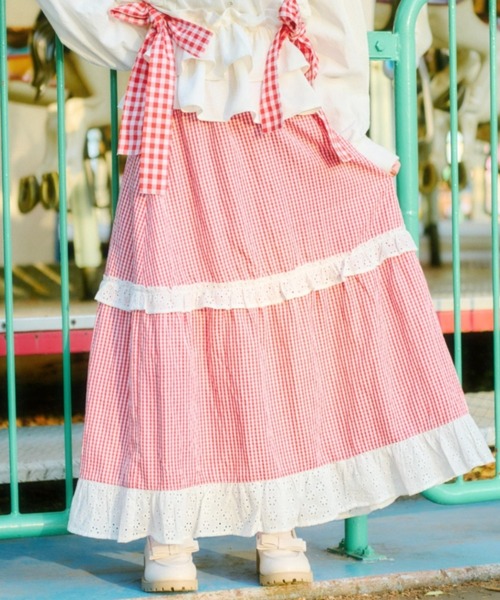 kutir(クティール)の「【クティールとレトロ】切り替えチェックティアードスカート(スカート・レディース・レッド系その他/ブラウン/グリーン/ブルー・LARGE/SMALL/MEDIUM)」の14枚目の写真