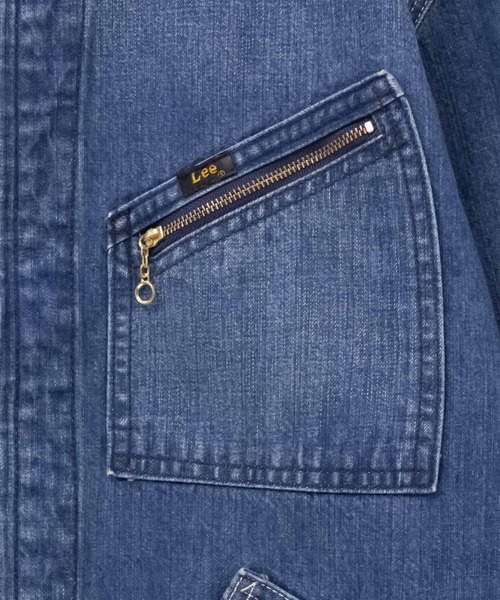 Lee(リー)の「Lee(R)【 DUNGAREES / ダンガリーズ 】デニムジップアップブルゾン(デニムジャケット・メンズ・ライトインディゴブルー/ブルー系その他/ワンウォッシュ・S/M/L/XL)」の8枚目の写真