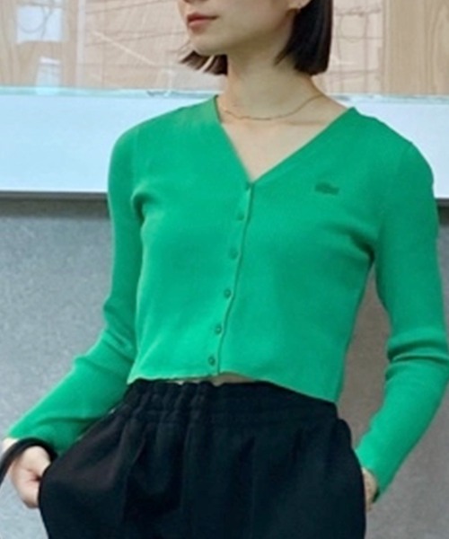 LACOSTE(ラコステ)の「UVカット クールマックスリブニットカーディガン(カーディガン/ボレロ・レディース・グリーン/ホワイト/ブラック・40/36/38/34)」の3枚目の写真