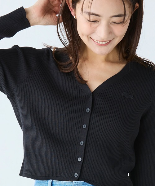 LACOSTE(ラコステ)の「UVカット クールマックスリブニットカーディガン(カーディガン/ボレロ・レディース・グリーン/ホワイト/ブラック・40/36/38/34)」の7枚目の写真