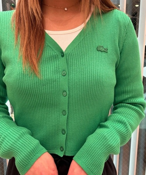 LACOSTE（ラコステ）の「UVカット クールマックスリブニットカーディガン（カーディガン/ボレロ・レディース・グリーン/ホワイト/ブラック/スカイブルー/ライトグレー・40/36/38/34）」の21枚目の写真