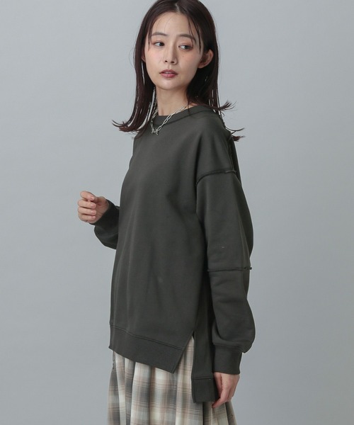 GLOBAL WORK（グローバルワーク）の「MATINEE LINE/リメイク風スウェット/327923（スウェット・レディース・カーキ/チャコールグレー・LONG/REGULAR）」の13枚目の写真