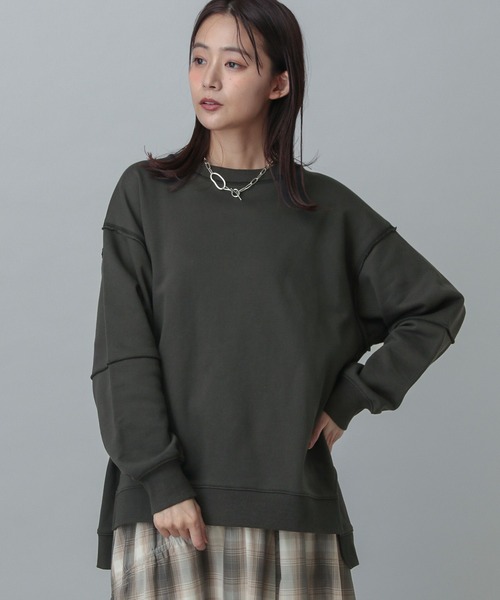GLOBAL WORK（グローバルワーク）の「MATINEE LINE/リメイク風スウェット/327923（スウェット・レディース・カーキ/チャコールグレー・LONG/REGULAR）」の14枚目の写真