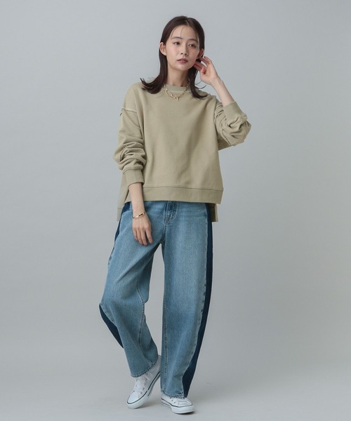GLOBAL WORK（グローバルワーク）の「MATINEE LINE/リメイク風スウェット/327923（スウェット・レディース・カーキ/チャコールグレー・LONG/REGULAR）」の15枚目の写真