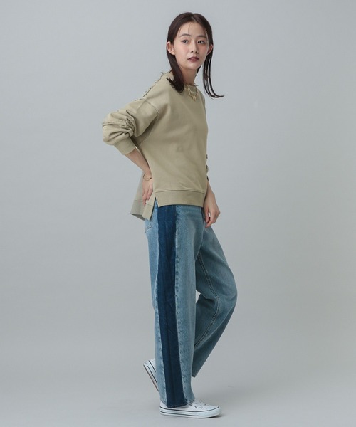 GLOBAL WORK（グローバルワーク）の「MATINEE LINE/リメイク風スウェット/327923（スウェット・レディース・カーキ/チャコールグレー・LONG/REGULAR）」の16枚目の写真