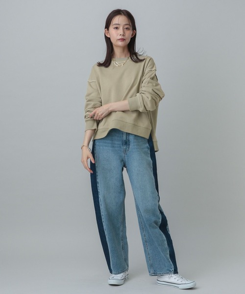 GLOBAL WORK（グローバルワーク）の「MATINEE LINE/リメイク風スウェット/327923（スウェット・レディース・カーキ/チャコールグレー・LONG/REGULAR）」の17枚目の写真