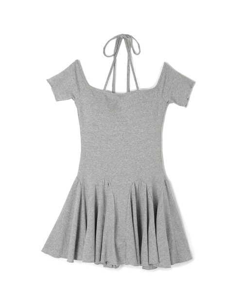 M DOLLY(エムドリー)の「off shoulder halter mini dress/オフショルダーホルターミニワンピース(ワンピース・レディース・グレー/ブラック・FREE)」の9枚目の写真