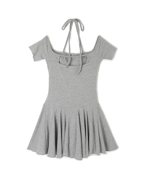 M DOLLY(エムドリー)の「off shoulder halter mini dress/オフショルダーホルターミニワンピース(ワンピース・レディース・グレー/ブラック・FREE)」の10枚目の写真