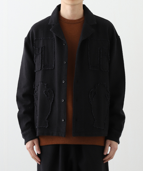 SEEALL（シーオール）の「【SEEALL / シーオール】 OPEN COLLAR SHIRTS SAU53/ SH386P/ I-002（シャツ/ブラウス・メンズ・ブラック・46/48）」の4枚目の写真