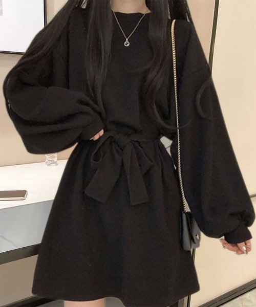 blackdia ocean(ブラックダイヤオーシャン)の「blackdia ocean ボリュームスリーブ ウエストマークワンピース(ワンピース・レディース・ブラック/ブラウン/オレンジ・MEDIUM/SMALL)」の5枚目の写真
