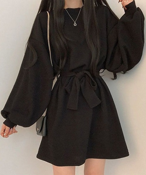 blackdia ocean(ブラックダイヤオーシャン)の「blackdia ocean ボリュームスリーブ ウエストマークワンピース(ワンピース・レディース・ブラック/ブラウン/オレンジ・MEDIUM/SMALL)」の6枚目の写真