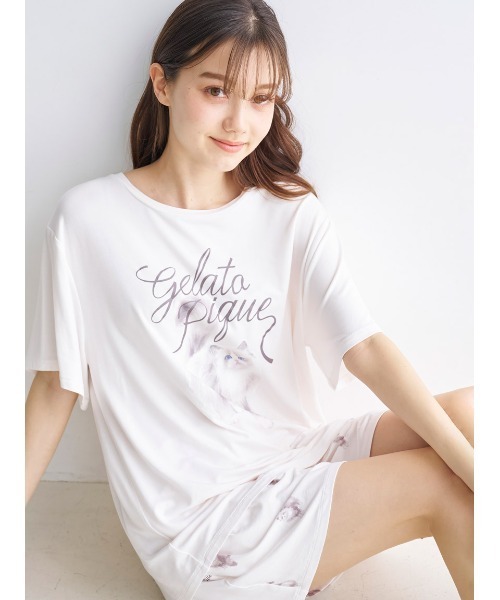【ジェラートピケ】CAT柄ワンポイントTシャツ 31+UKySV8aL.jpg_BO30,255,255,