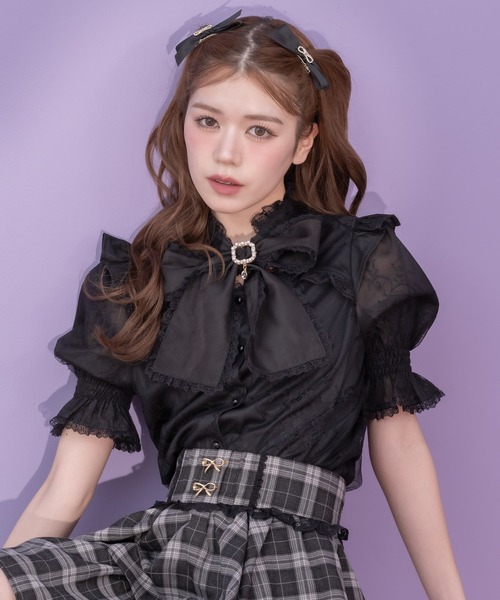 セール】配色レーストップス（シャツ/ブラウス）｜couture BY ROJITA