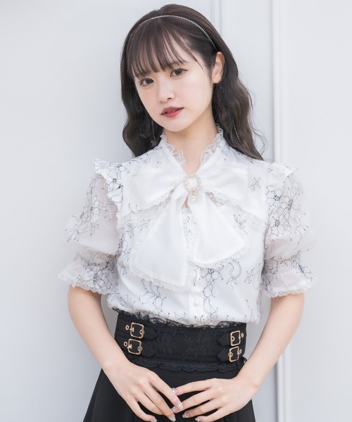 #snc アルバロッサ インポートロッサ ALBA ROSSA シャツ ブラウス 42 大きいサイズ ベージュ系 シースルー レース レディース [891574] セール】配色レーストップス（シャツ/ブラウス）｜couture BY