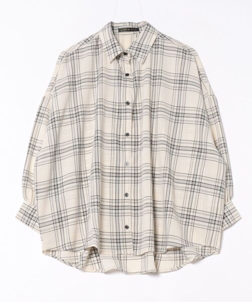 GORGE(ゴージ)の「《インナーSET×ルーズシルエット》レディース チェックシャツ タンク付き 春夏秋対応(シャツ/ブラウス・レディース・アイボリー/ブラック/オフホワイト/グレー/グリーン/モカ・F)」の2枚目の写真