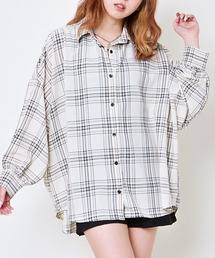 《インナーSET×ルーズシルエット》レディース チェックシャツ タンク付き 春夏秋対応