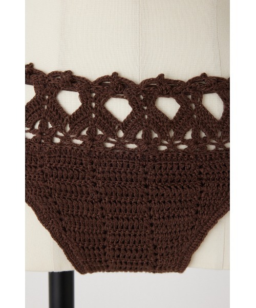 rienda（リエンダ）の「ショルダーフリルクロシェカップビキニ 水着（水着・レディース・ブラウン/ライトピンク/ホワイト・MEDIUM/X-SMALL/SMALL）」の4枚目の写真