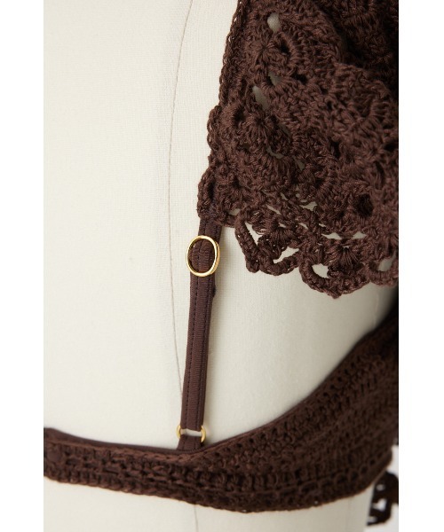 rienda（リエンダ）の「ショルダーフリルクロシェカップビキニ 水着（水着・レディース・ブラウン/ライトピンク/ホワイト・MEDIUM/X-SMALL/SMALL）」の6枚目の写真