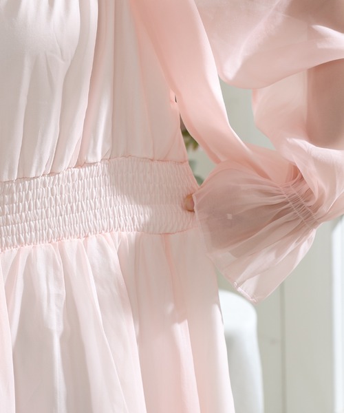 Lace Ladies(レースレディース)の「肩リボン シフォン オフショルダー ギャザー ワンピース(ワンピース・レディース・グレー/ブラック/ピンク・FREE)」の21枚目の写真